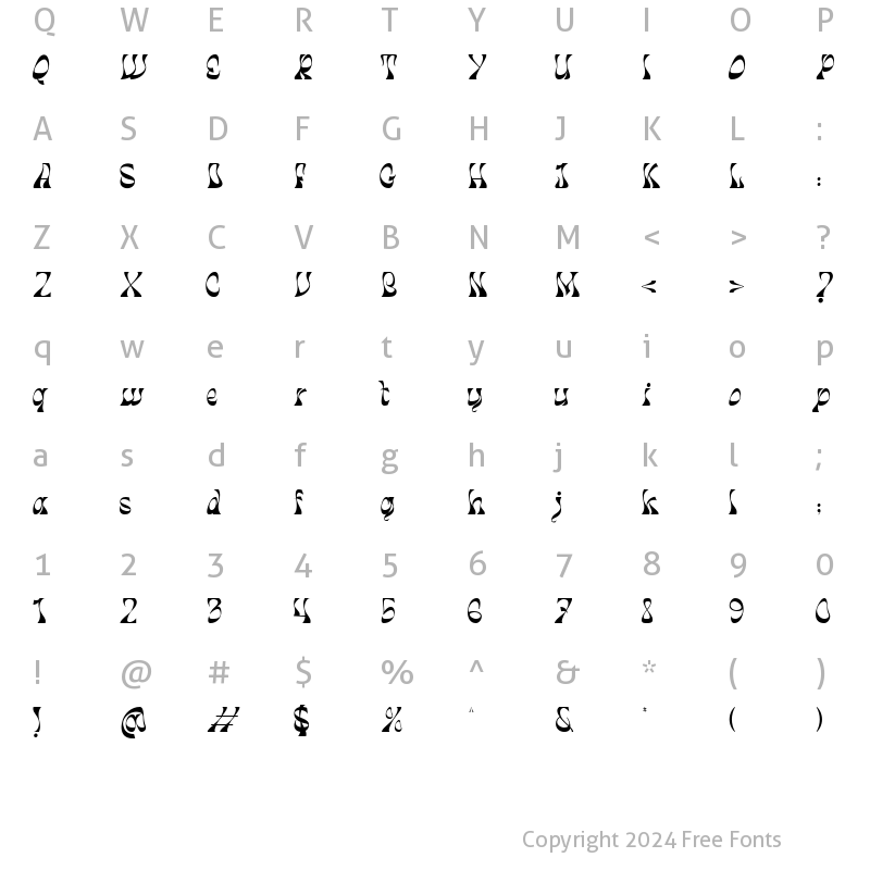 Character Map of Kaifiya Regular