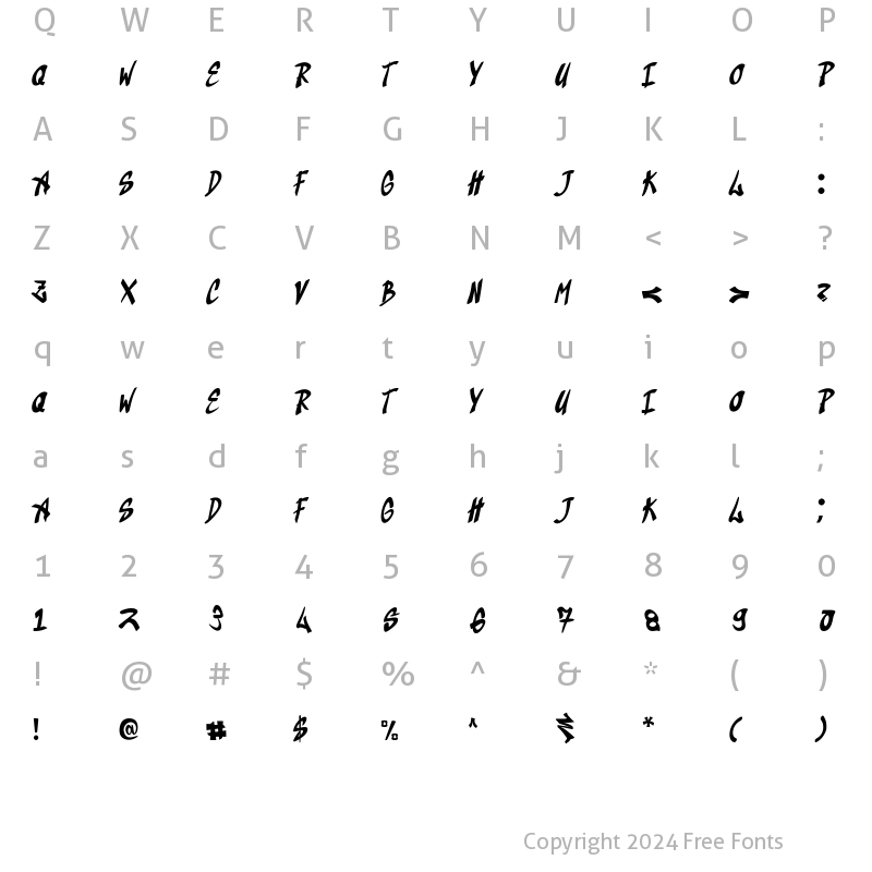 Character Map of Kaindra Regular