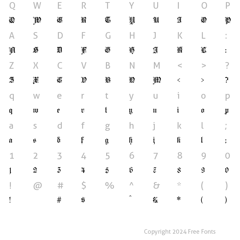 Character Map of KaiserGothic Regular