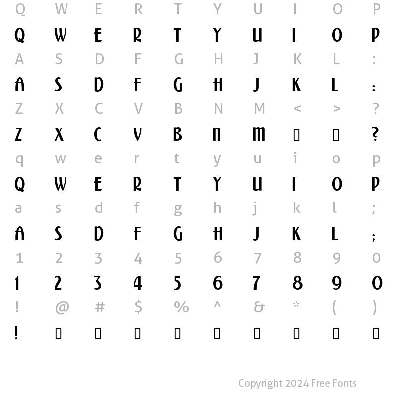 Character Map of Kalenderblatt Grotesk Regular