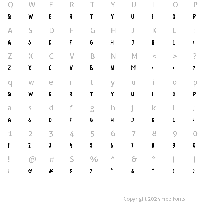 Character Map of Kalesun Rough Kalesun Rough