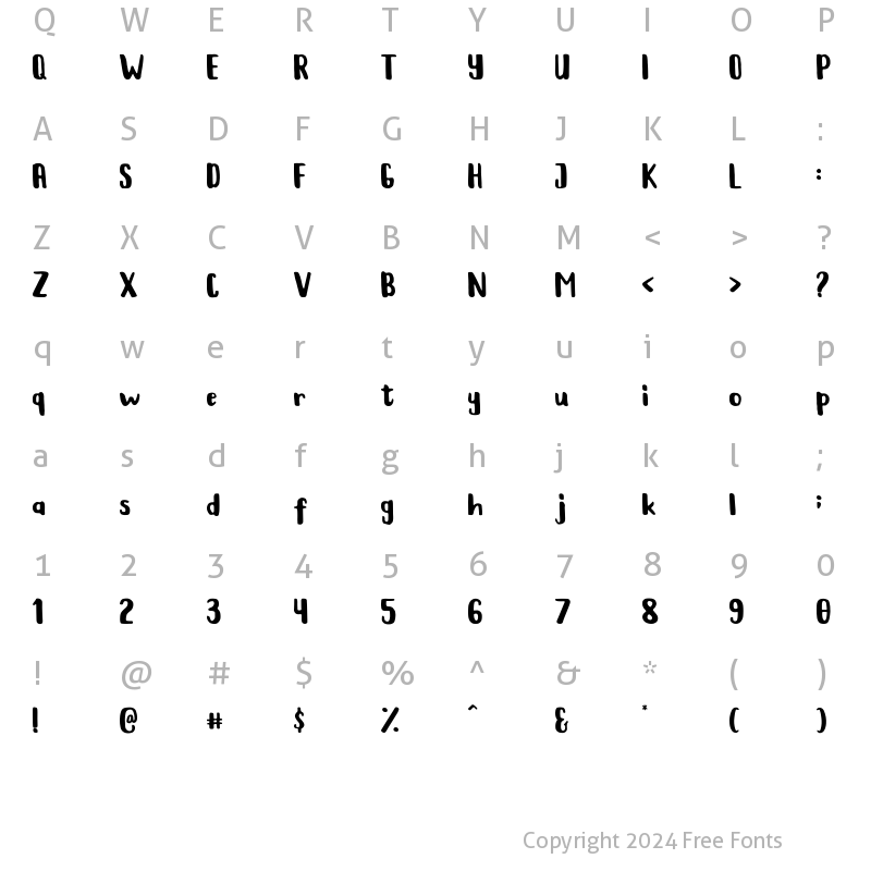 Character Map of Kaliber Regular