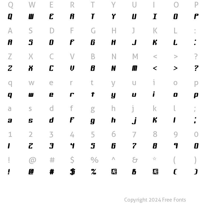 Character Map of Kaliber Round (BRK) Regular