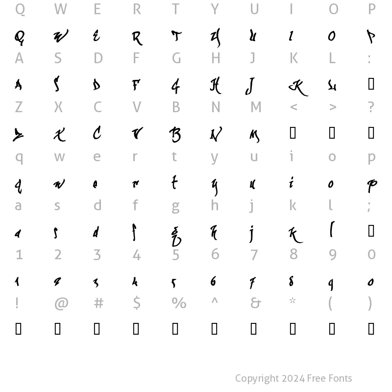 Character Map of kaliGraff Regular