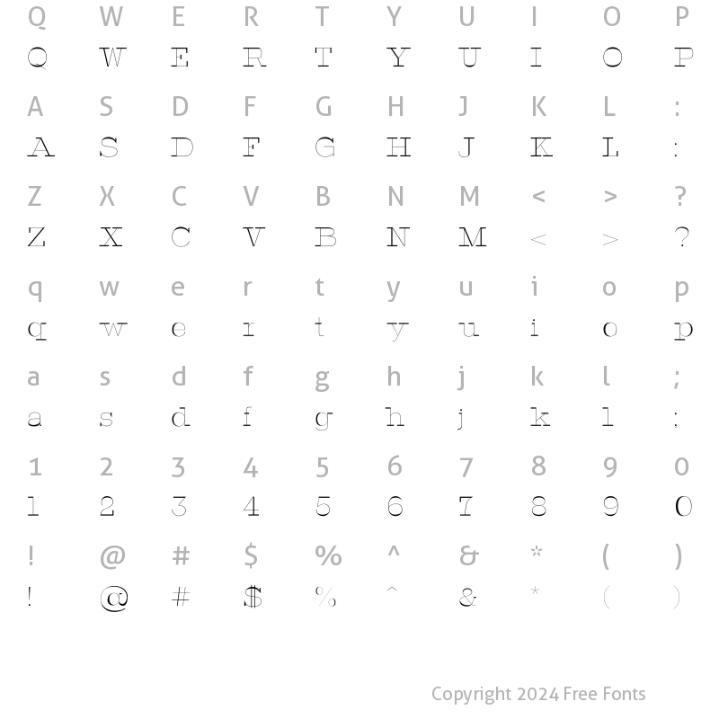 Character Map of Kaliope Regular