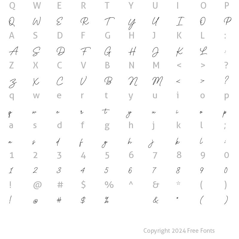 Character Map of Kalista Script Bold