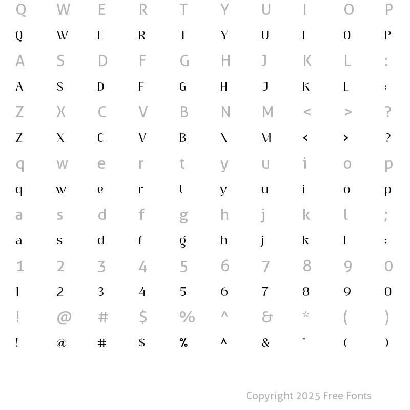 Character Map of Kalivo Medium