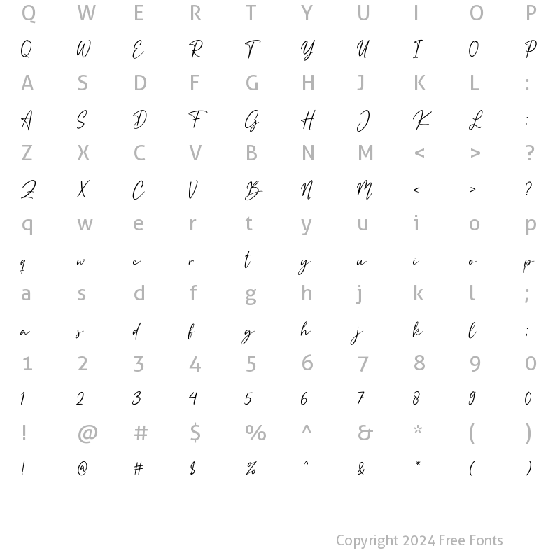 Character Map of Kallinsha Regular