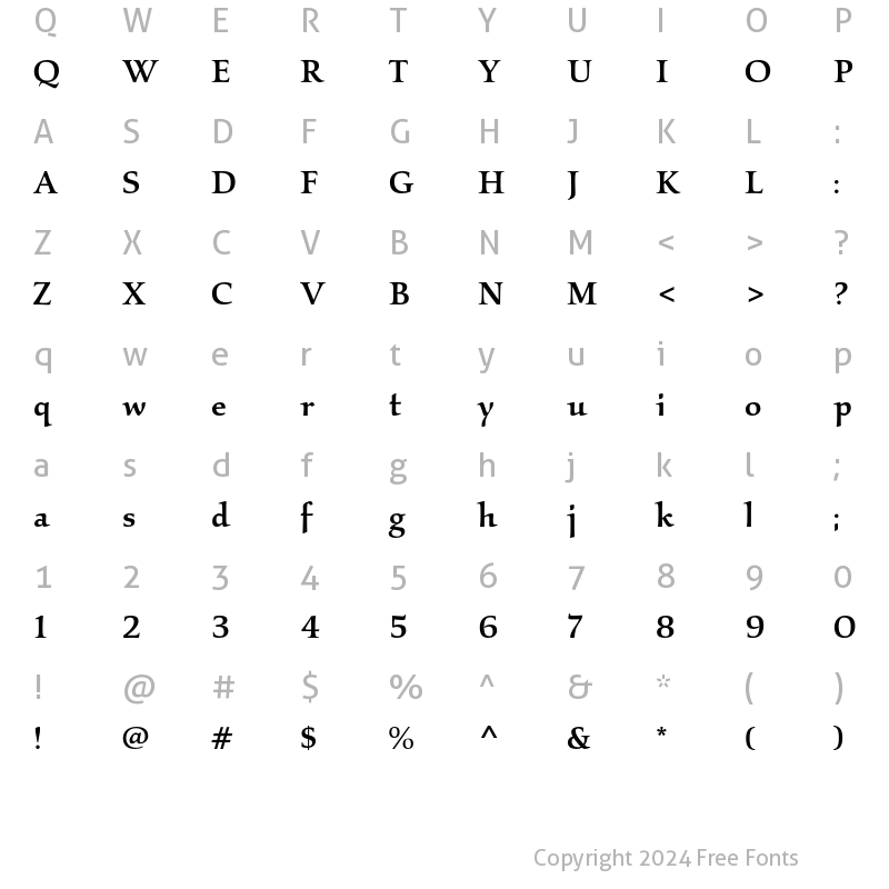 Character Map of Kallos ITC Std Medium