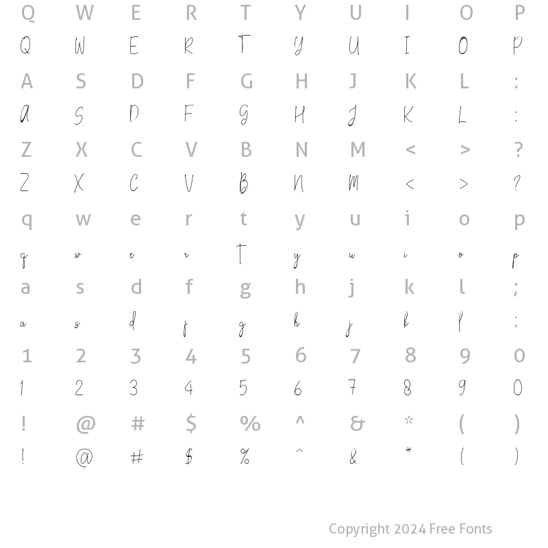 Character Map of Kallyta Regular