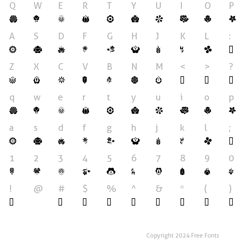 Character Map of Kalocsai Flowers Regular