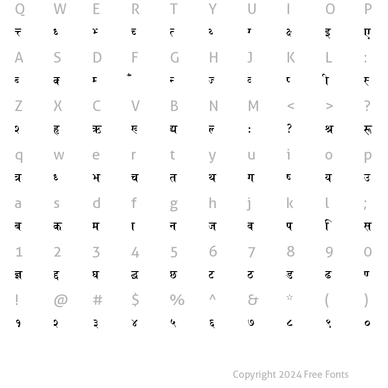 Character Map of KalpanaUttam i Regular