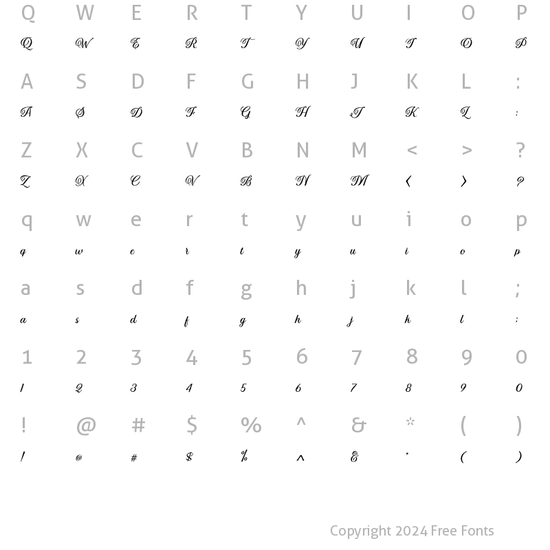 Character Map of Kaltines Regular