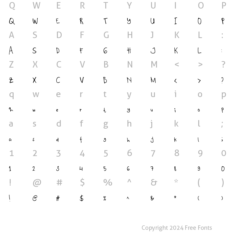 Character Map of Kalyana Regular