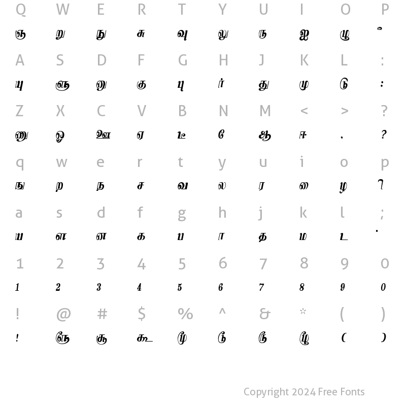 Character Map of Kamaas Regular