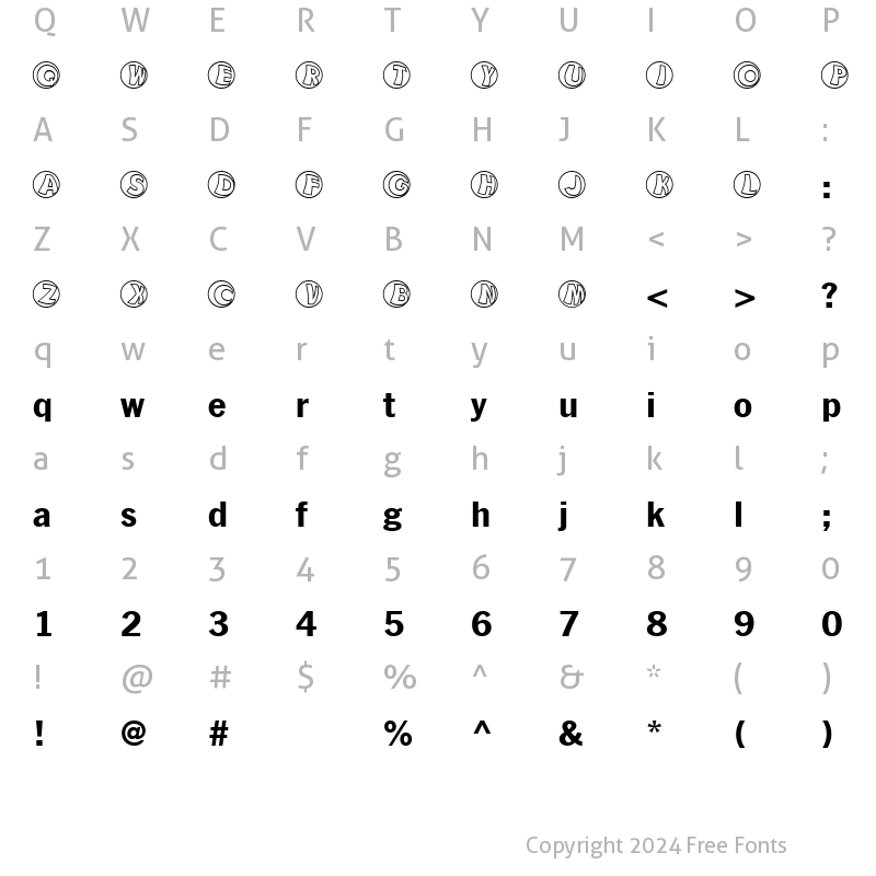 Character Map of KAMarbleClear Regular