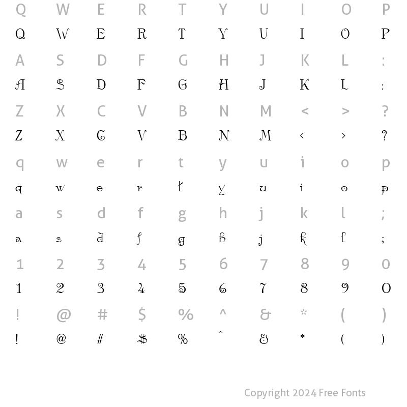 Character Map of Kamelia Regular