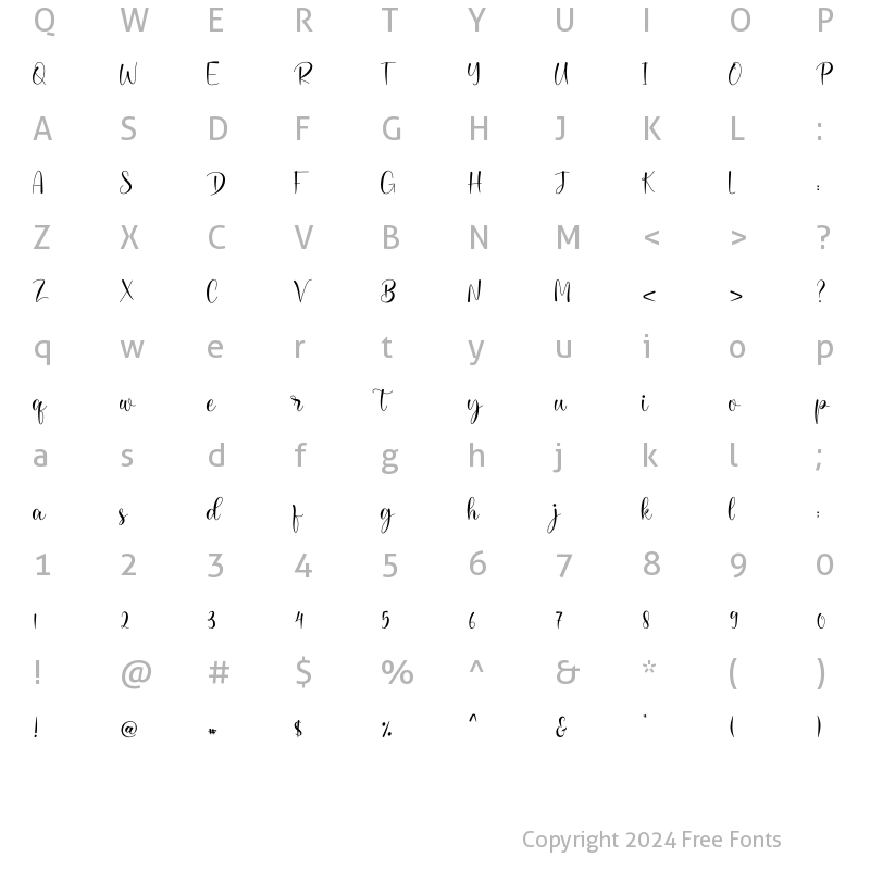 Character Map of Kamiley Regular