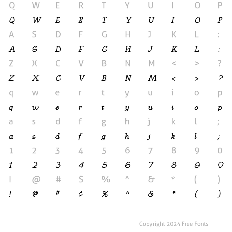 Character Map of KampFriendship BoldItalic