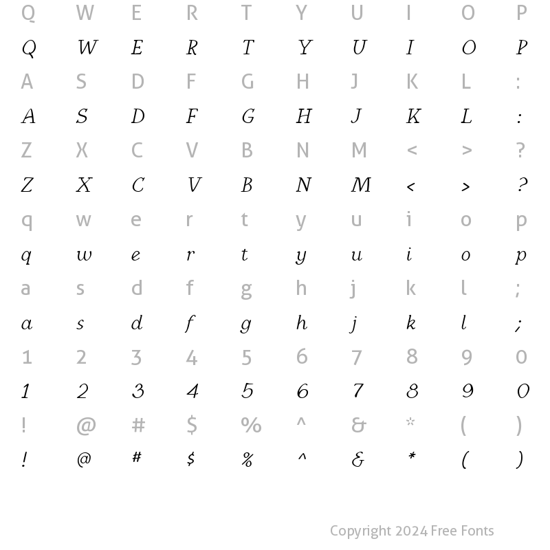 Character Map of KampIngrianaH Italic