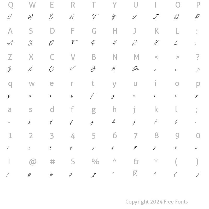 Character Map of Kamu Cantik Regular