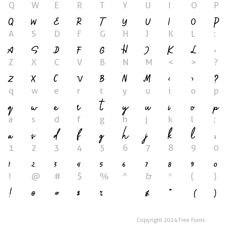 Character Map of Kamuela Regular