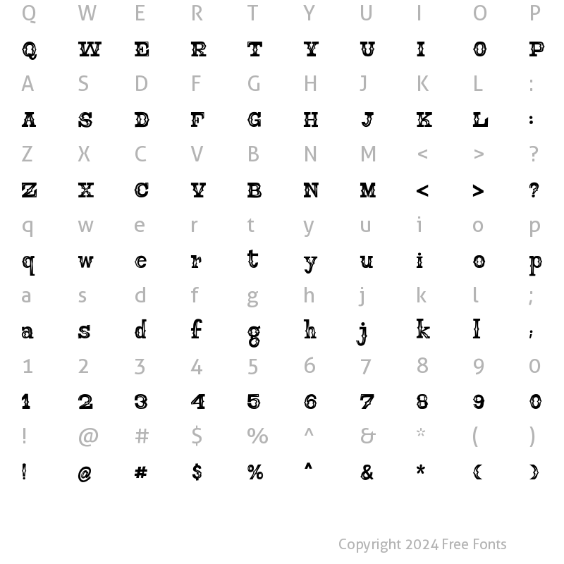 Character Map of KANABOY Regular