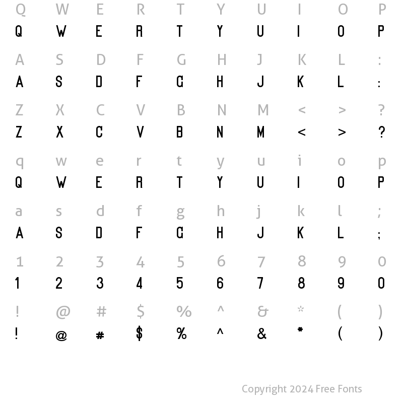 Character Map of Kanalisirung Regular