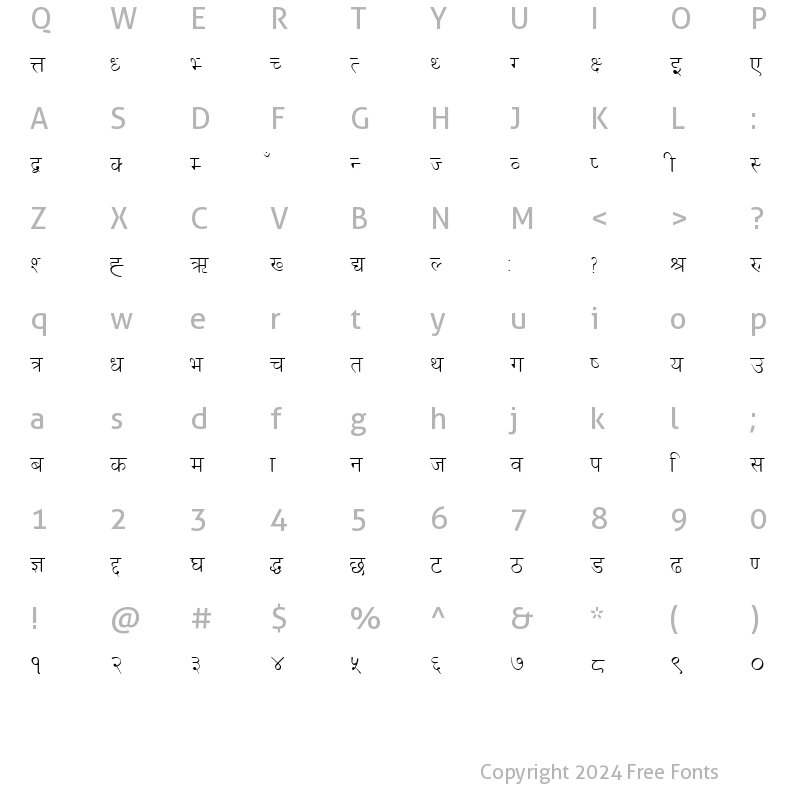 Character Map of Kanchan Normal