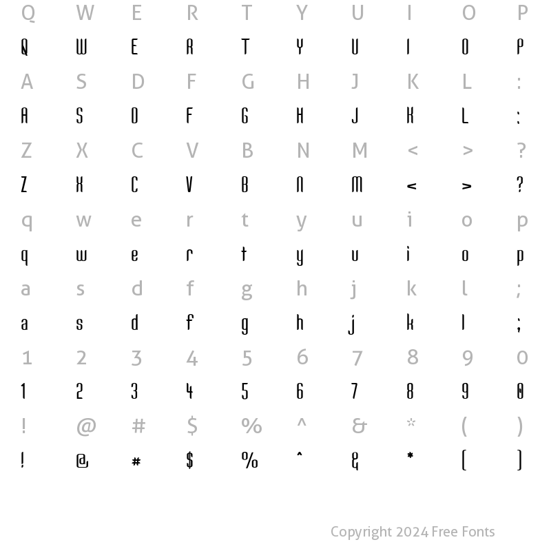 Character Map of Kandide Regular