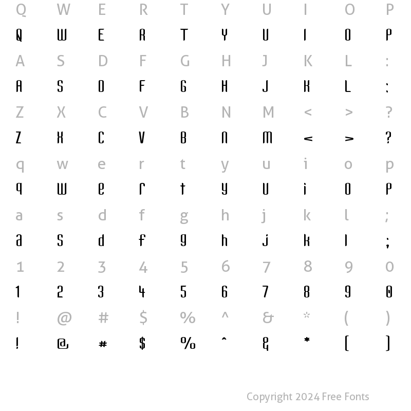 Character Map of Kandide Unicase Wide Regular