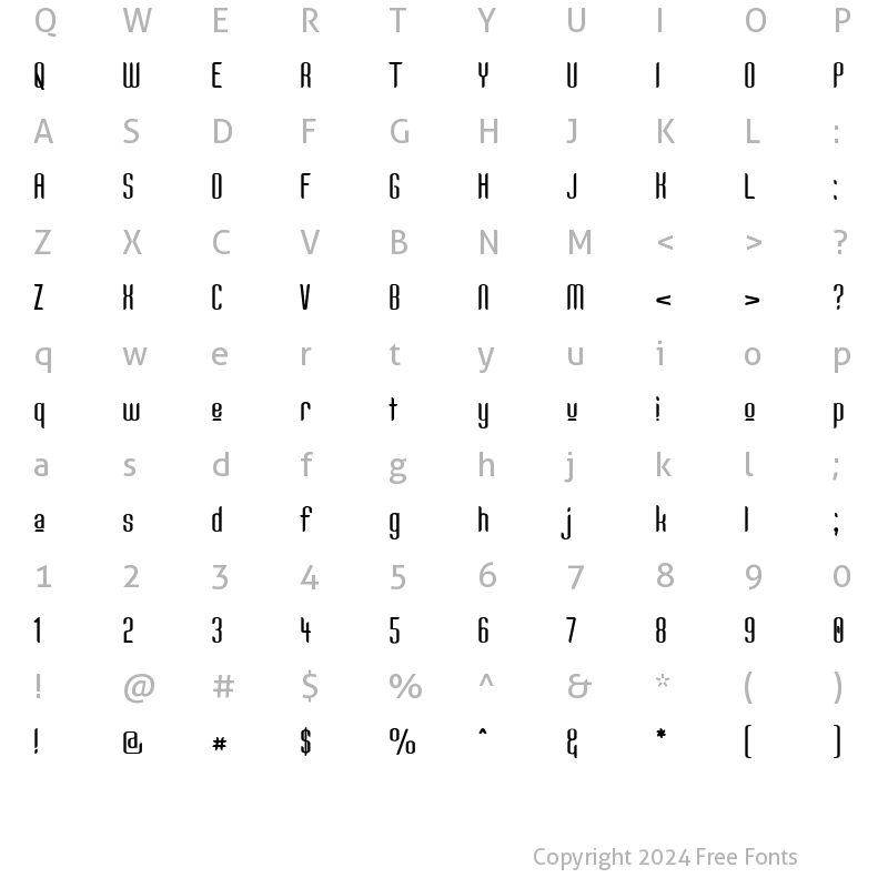 Character Map of Kandide Upper Regular