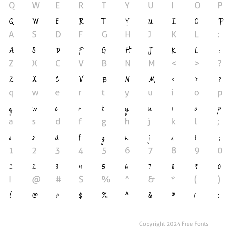 Character Map of KanesHand Regular