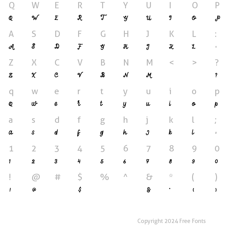 Character Map of Kanigara Regular