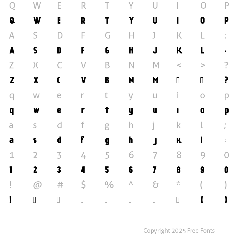 Character Map of Kankin FREE FONT Regular