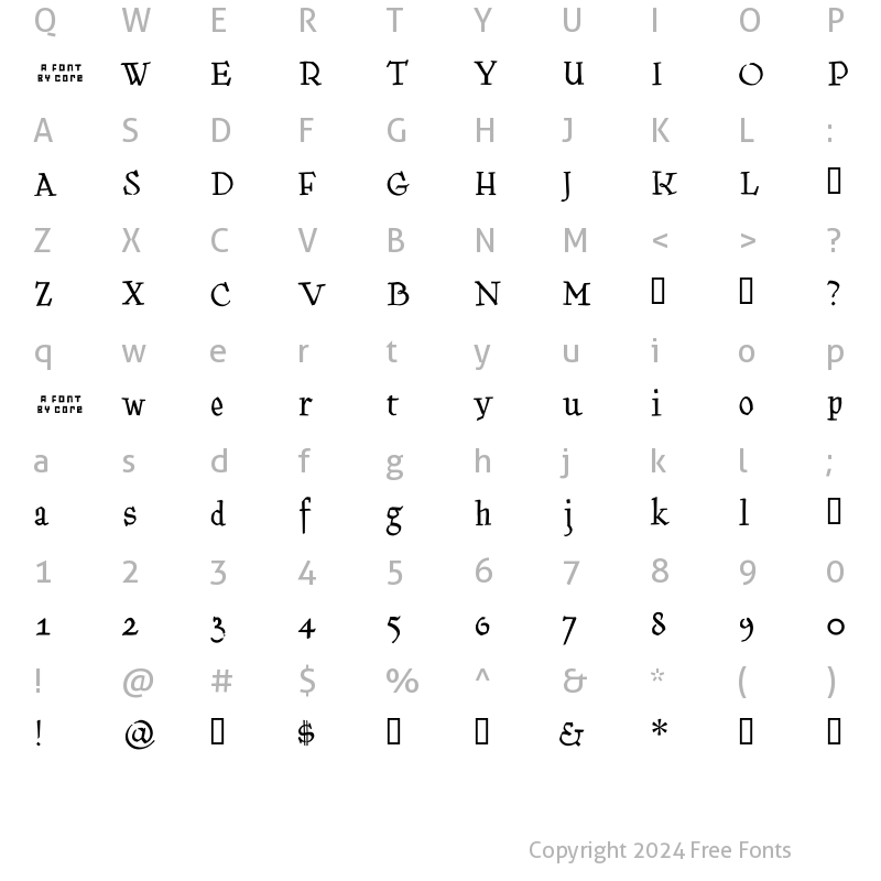 Character Map of Kantor Regular