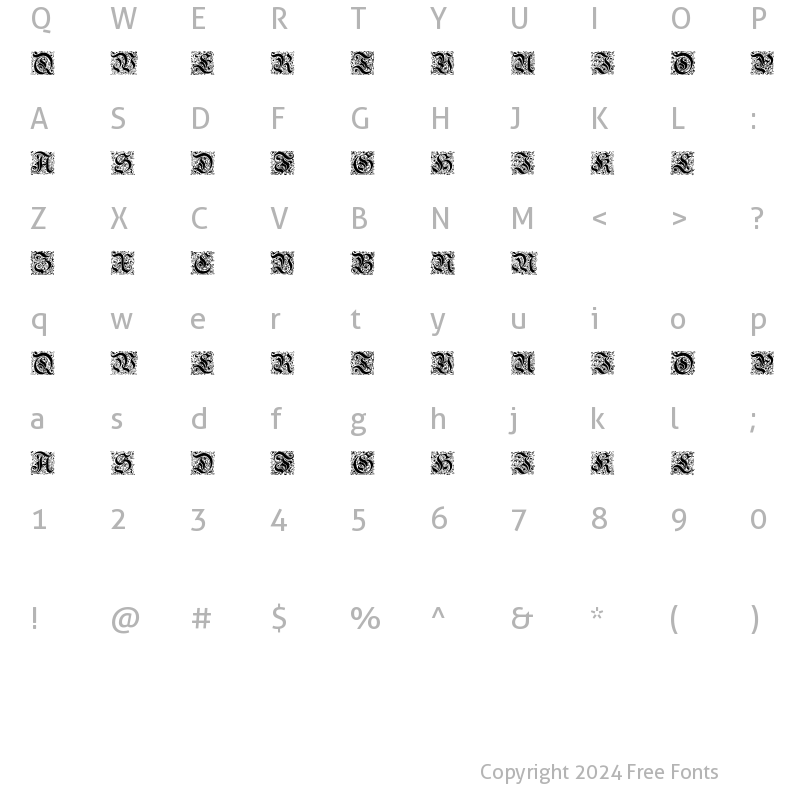 Character Map of Kanzlei-Initialen Regular