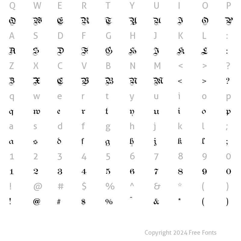 Character Map of Kanzlei Light