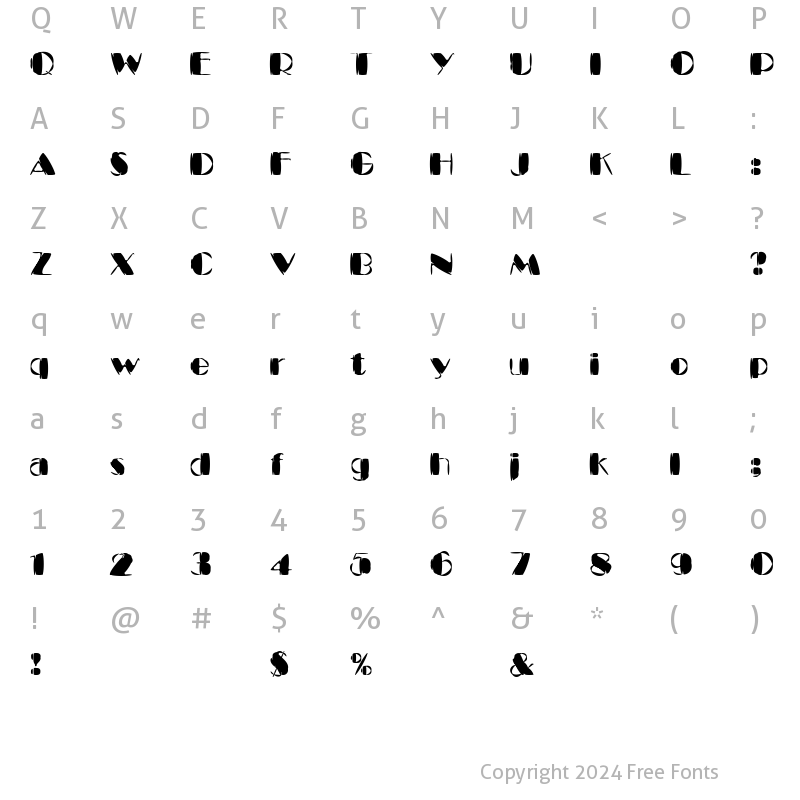 Character Map of Kaptain Kurk Regular