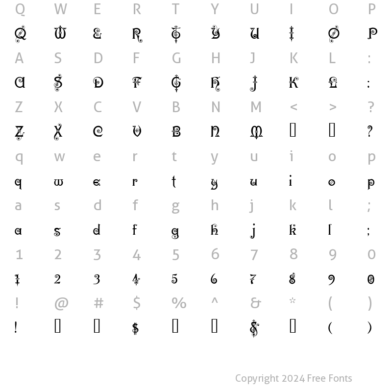 Character Map of Kar2 Regular