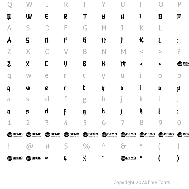 Character Map of KARASHA Regular