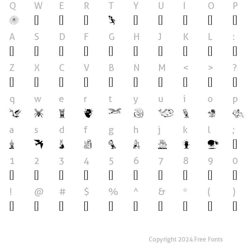 Character Map of Karen Helenes Dingbats Regular