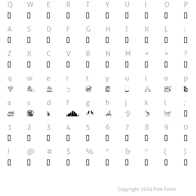 Character Map of Karen's Kitties Regular