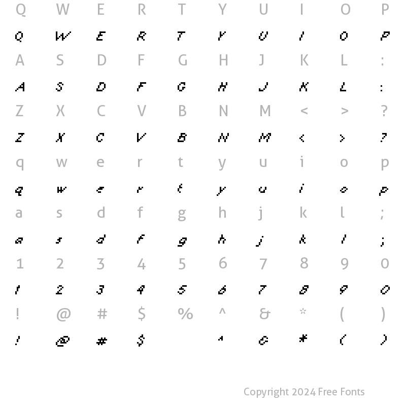 Character Map of KareSixDots Italic