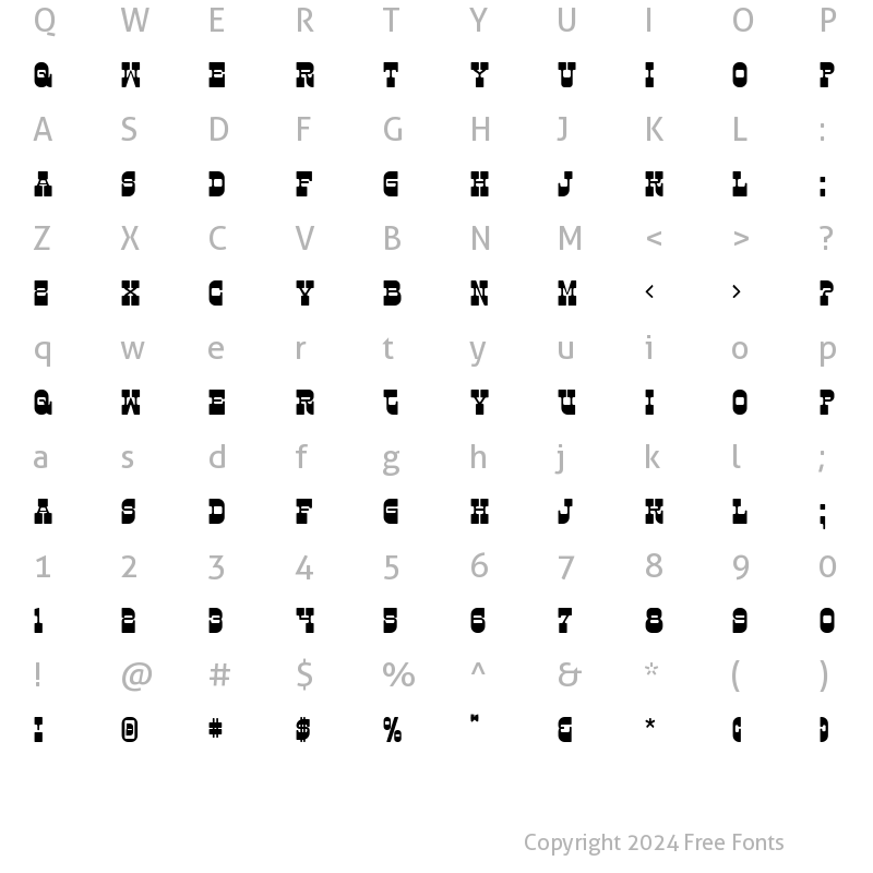 Character Map of Kareta A Regular