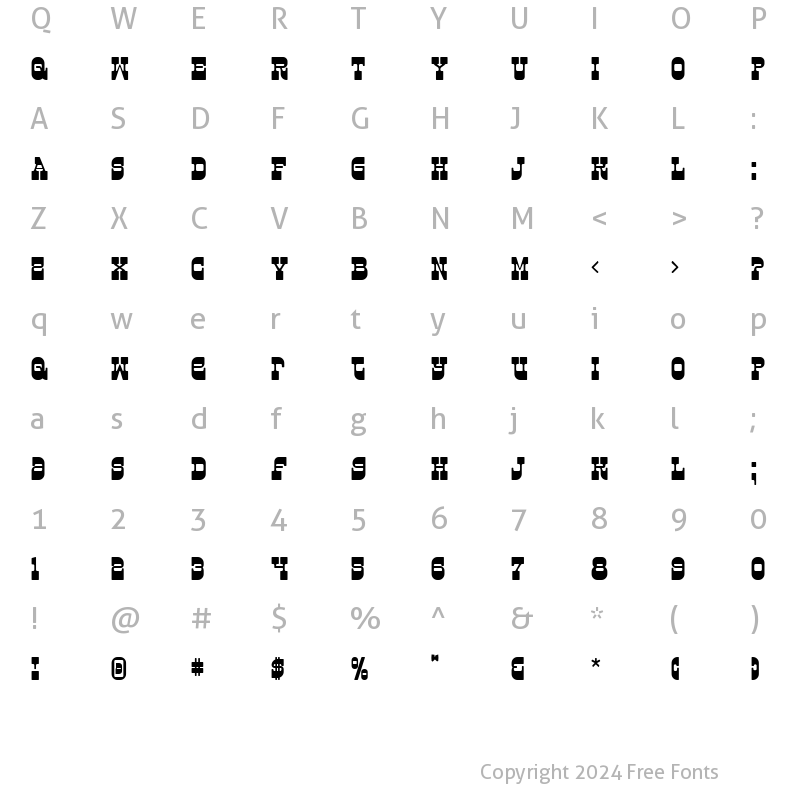 Character Map of Kareta B Regular