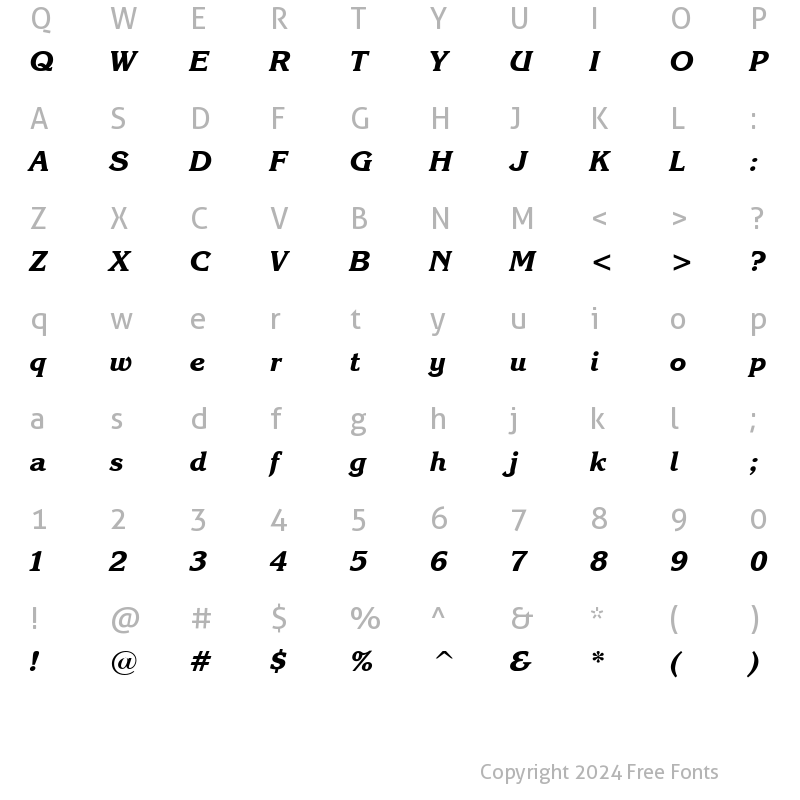 Character Map of Karina Black Rus Italic