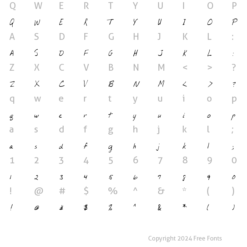 Character Map of KarinsHand Regular