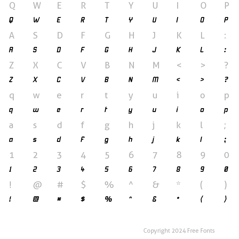 Character Map of Karisma Italic