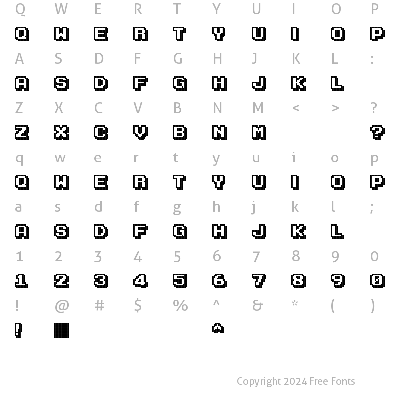 Character Map of Karmatic Arcade Regular